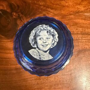 Vintage Shirley Temple Cobalt‎ Blue Glass Candy Dish Trinket Tray Collectible